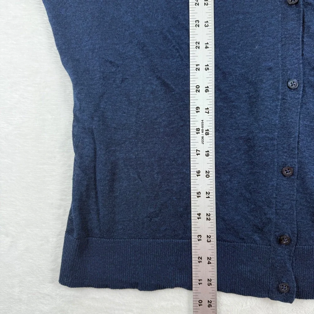 Lauren Ralph Lauren‎ Indigo Blue Linen Blend Eyelet Back Cardigan Sweater 2X NEW
